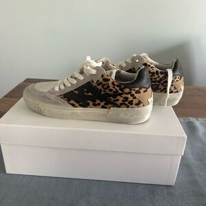 Ash Women's Leopard Print Sneakers with Black Logo and Beige Suede